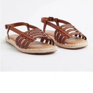 Torrid Cognac Woven Braided Espadrille Huarache Open Toe Sandal Size 12WW NWT